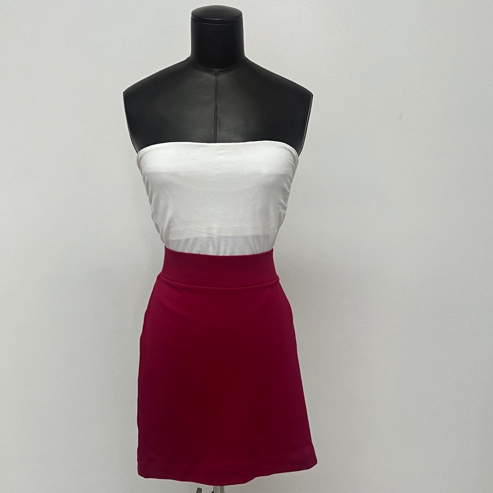 2-Piece White Tube Top & Red Mini Skirt Set | Strapless Bandeau | Summer / Club